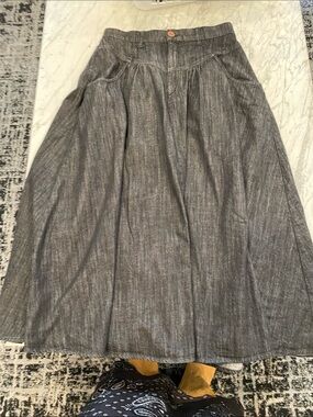 See By Chloé Long Gray A-Line Maxi Skirt